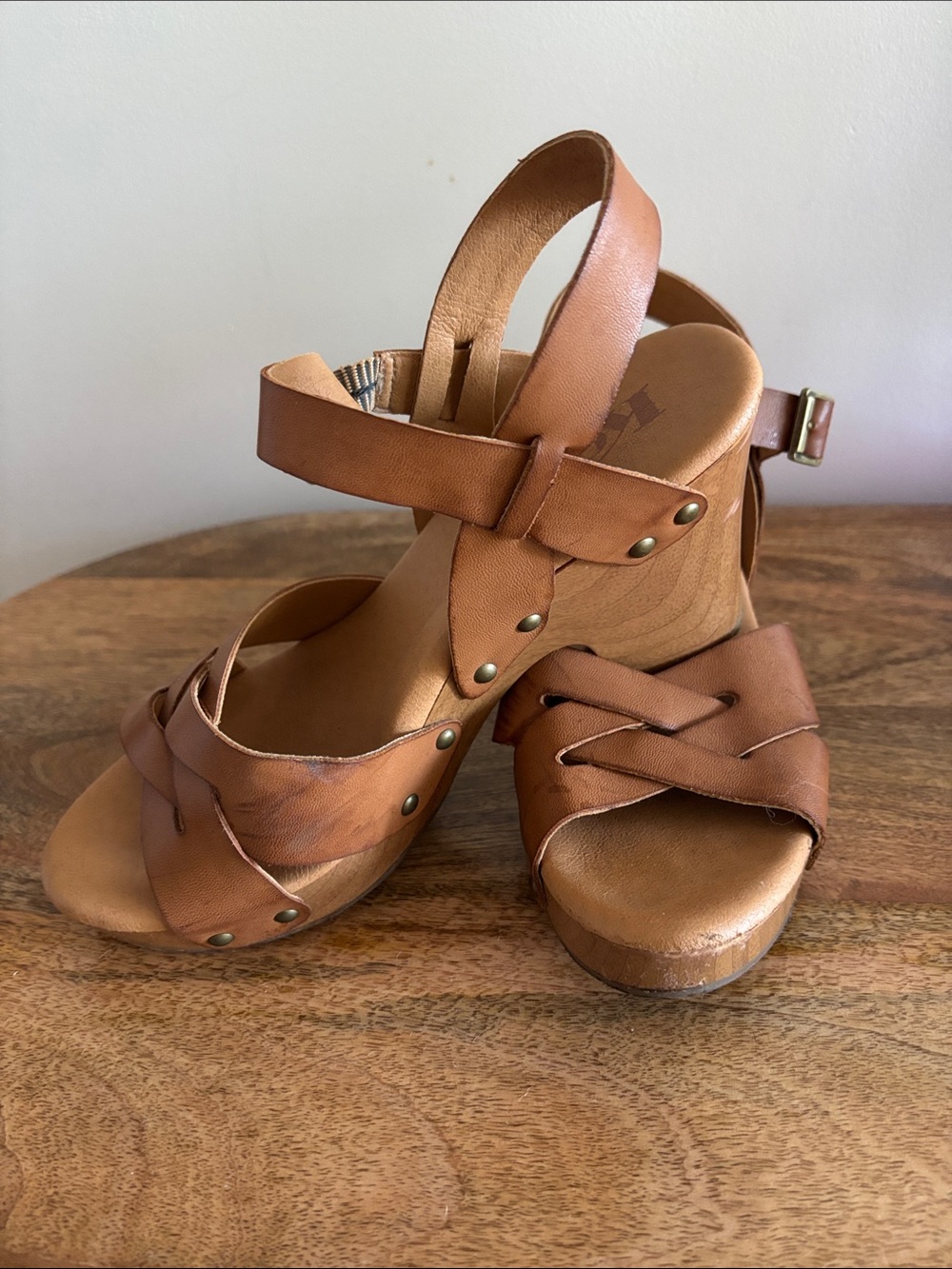 Womens Brown Leather Platform Sandals by Korks